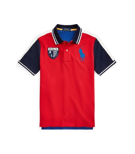 Polo Ralph Lauren Red Polo Emblem Wt White Shoulder Stripe And Blue Arms Big Pony Polo